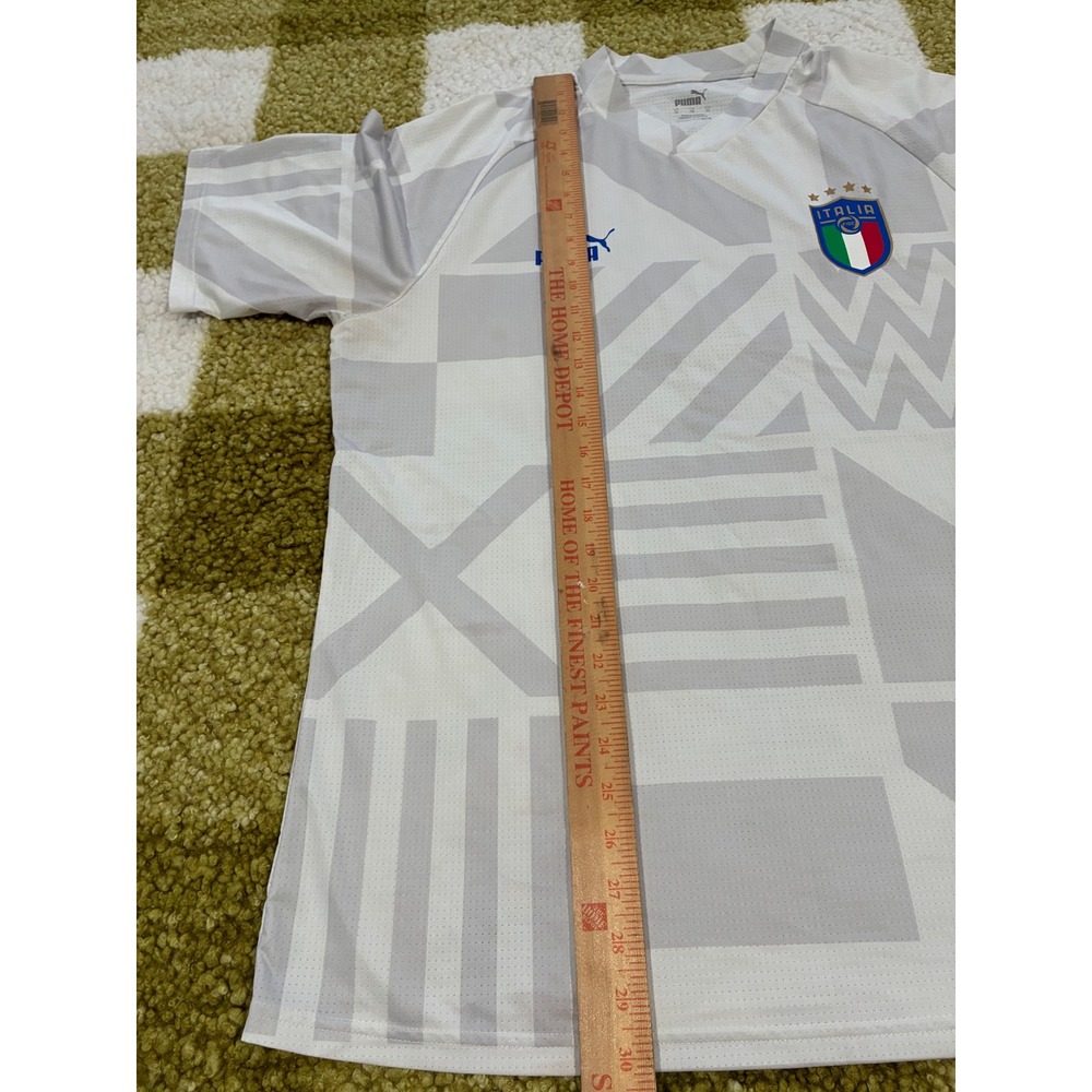 Puma Italy FIGC Soccer Jersey Mens XL White Grey Geometric DryCell Training Top - Picture 7 of 9